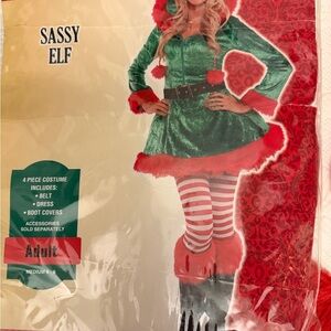Sassy Elf Green and Red Kids Costume
